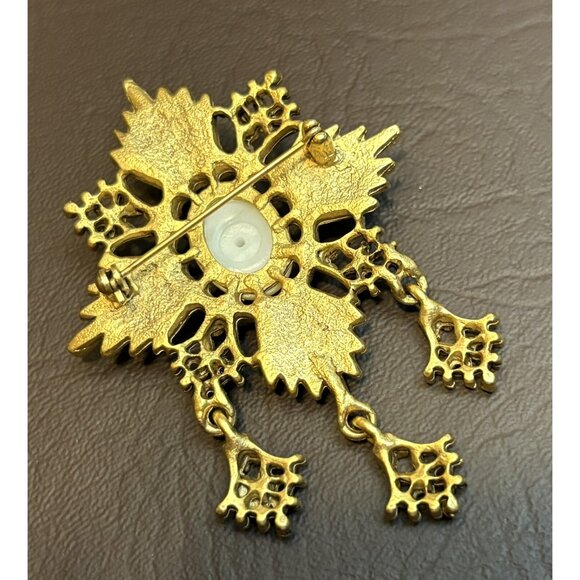 Vintage Maltese Cross Faux Pearl and Multicolor Rhinestones Byzantine Brooch - Picture 5 of 6